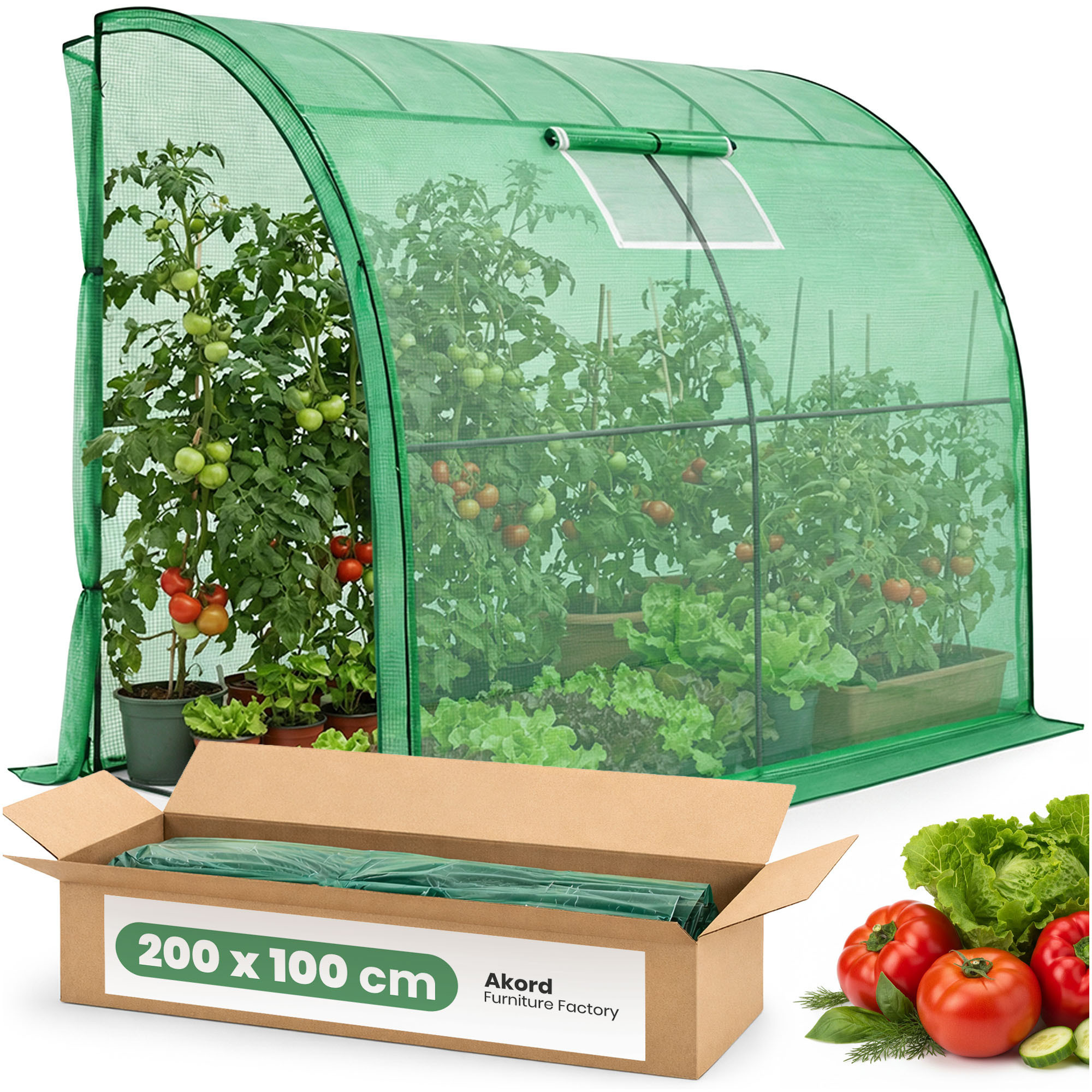 Szklarnia ogrodowa foliowa przyścienna 1 drzwi 1 okno Zielona 100x200x210cm