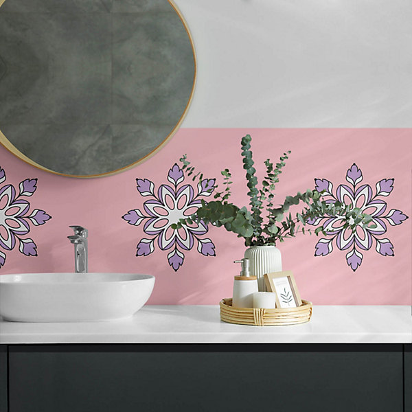 Panneau Mural Wallfluent 100x50 cm Motif Floral Symétrique 1 pièce