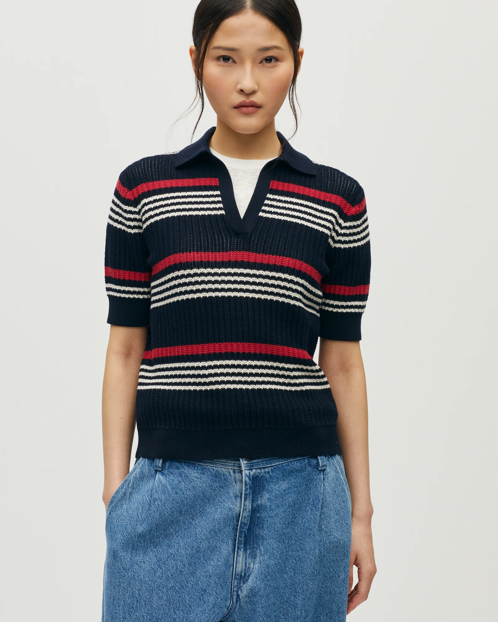 Polo en maille point fantaisie