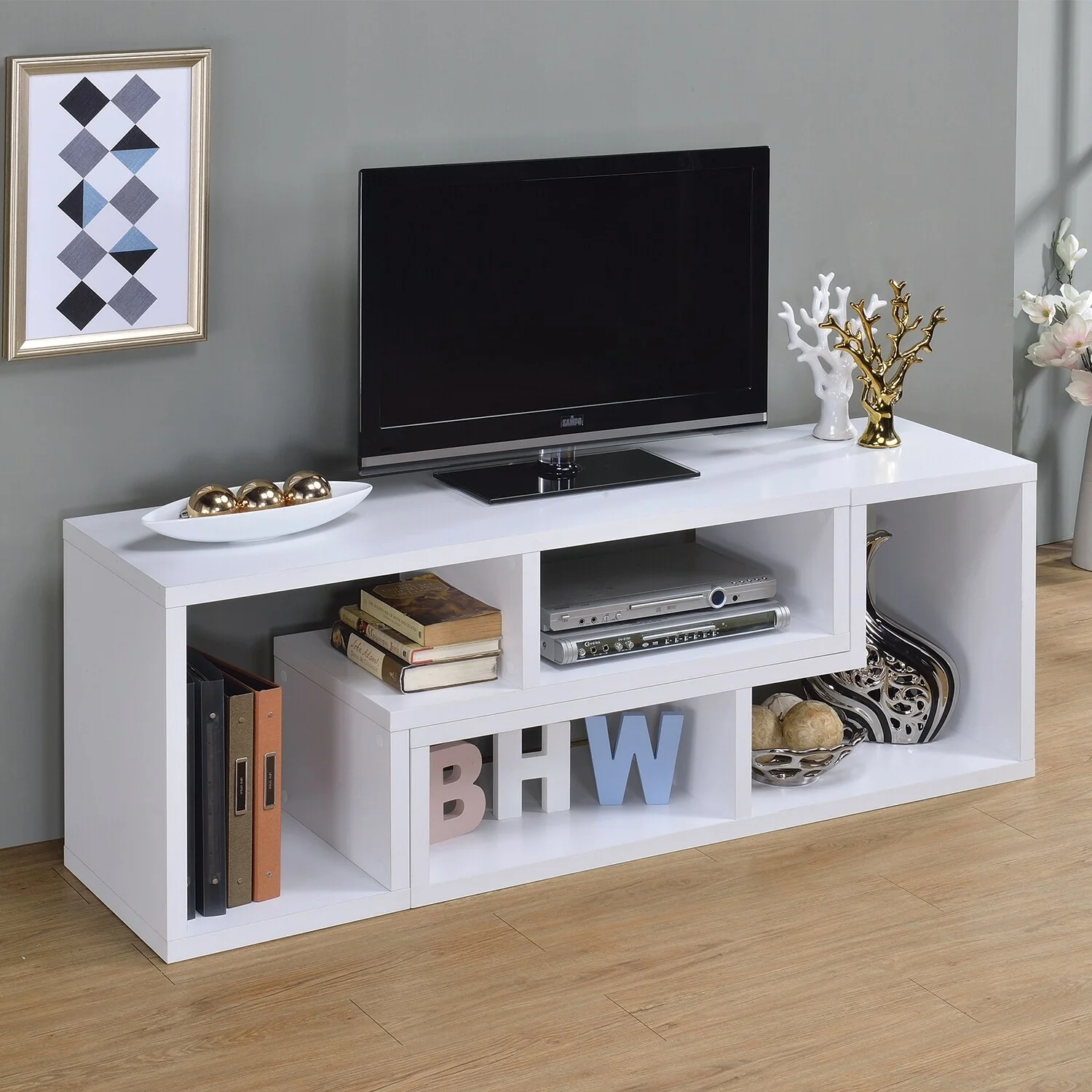 Convertible TV Console And Bookcase