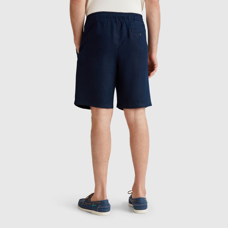 Bermuda shorts with drawstring in pure linen