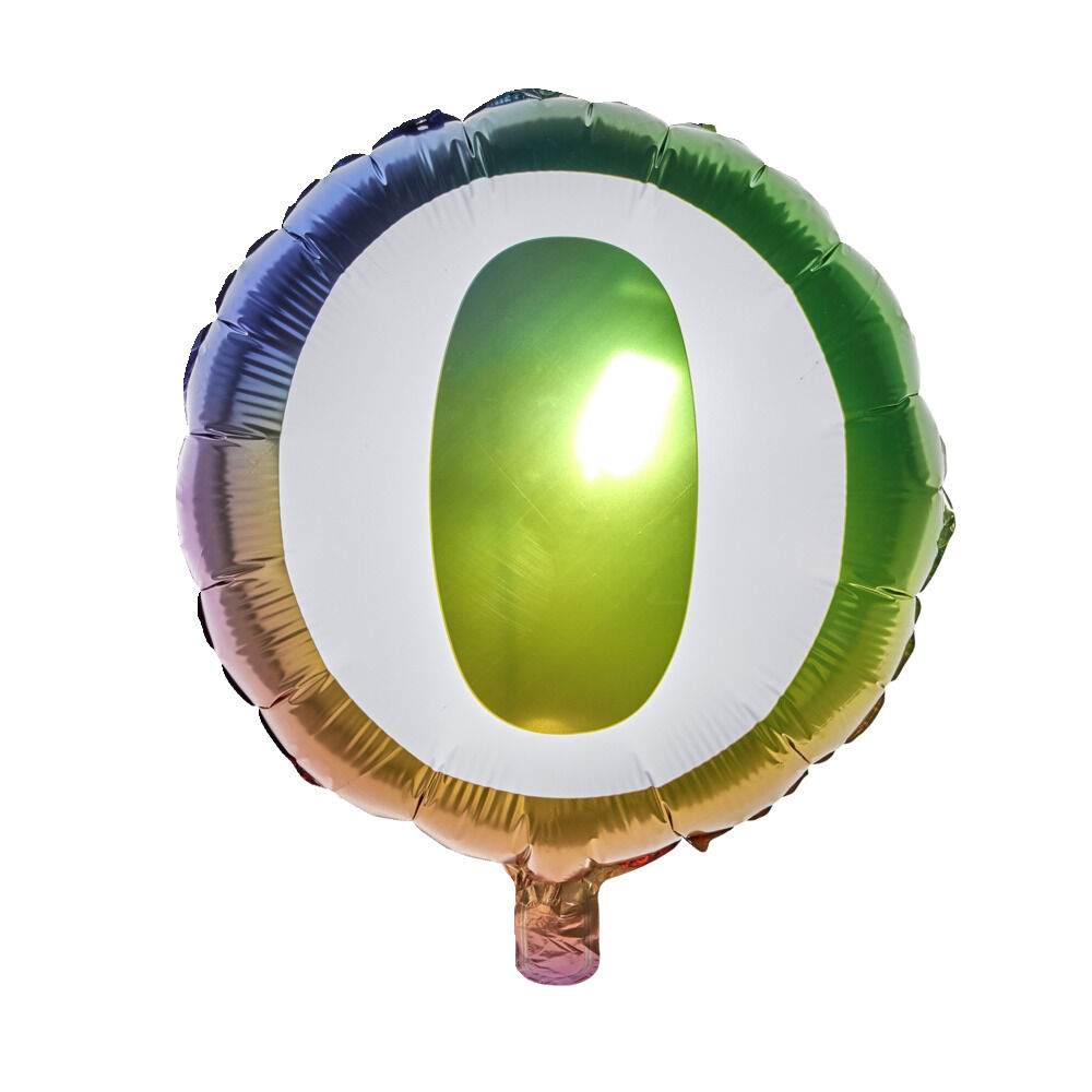 Ballon alu chiffre 0 métallisé multicolore Ø45cm