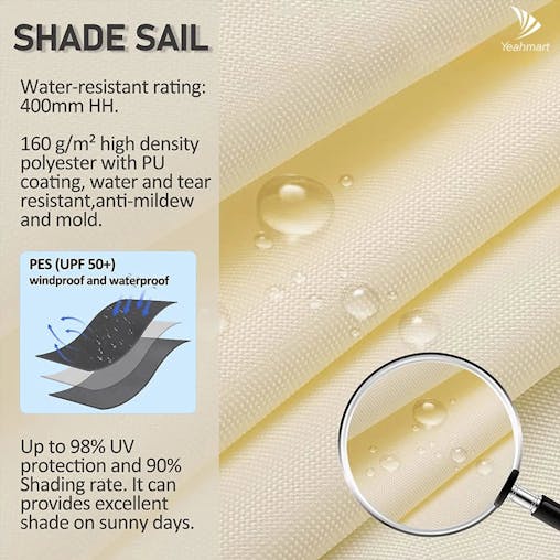 NNEOBA Rectangular Sunshade Sail UV Block Waterproof Canopy (Beige)
