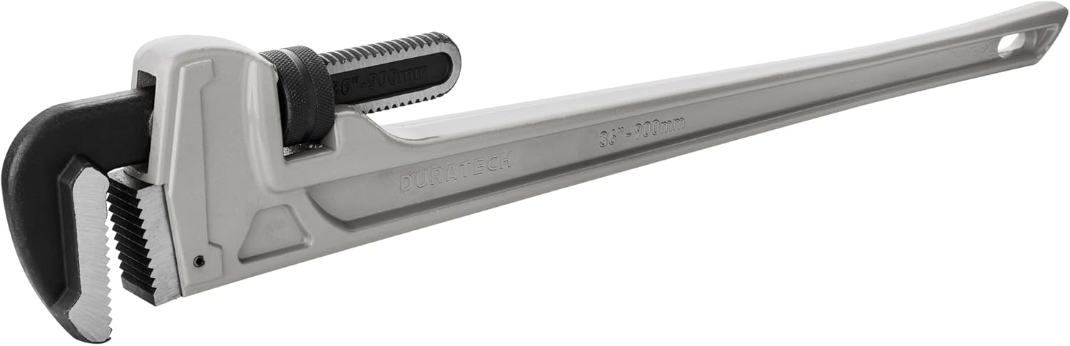 DURATECH 36-inch Heavy Duty Aluminum Straight Pipe Wrench, Adjustable Plumbing Wrench, Drop Forged, Exceed GGG standard