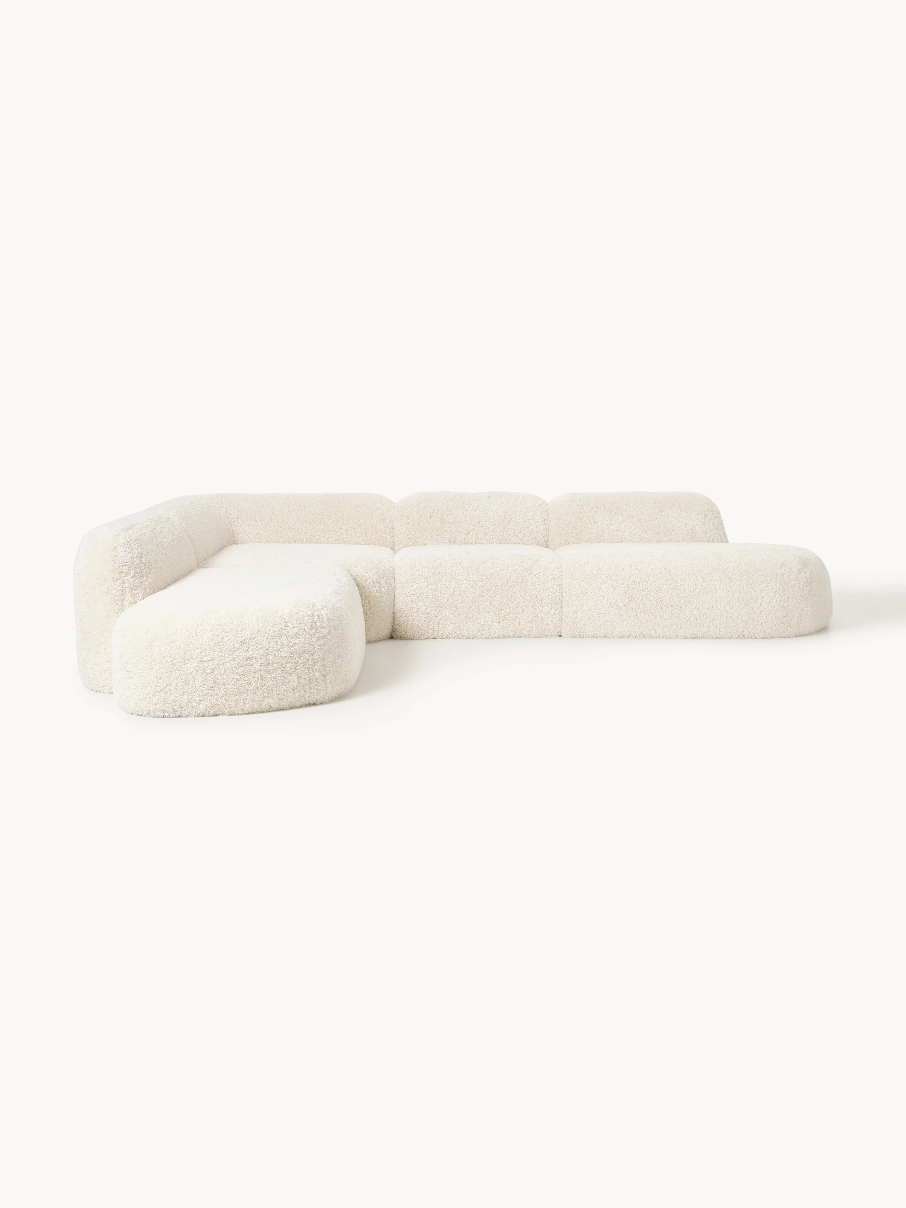 Modulares XL-Teddy-Ecksofa Wolke (4-Sitzer) mit Chaiselongue-Enden