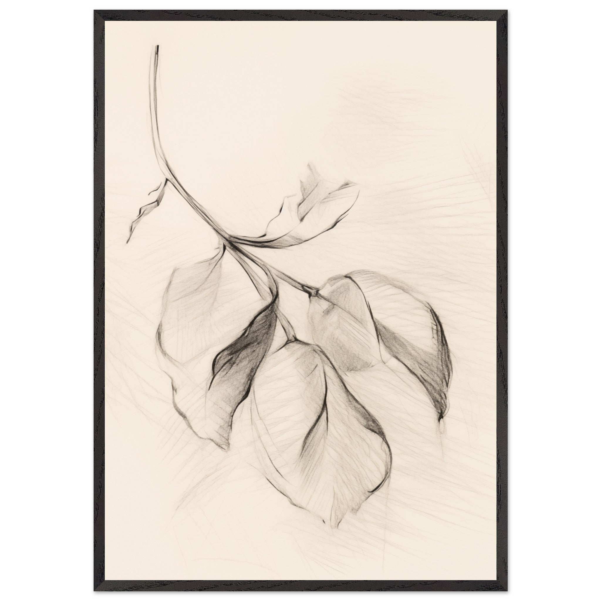 Artfulprints Poster met Lijst Botanical branch  - 70x100 cm - Zwart / Wit
