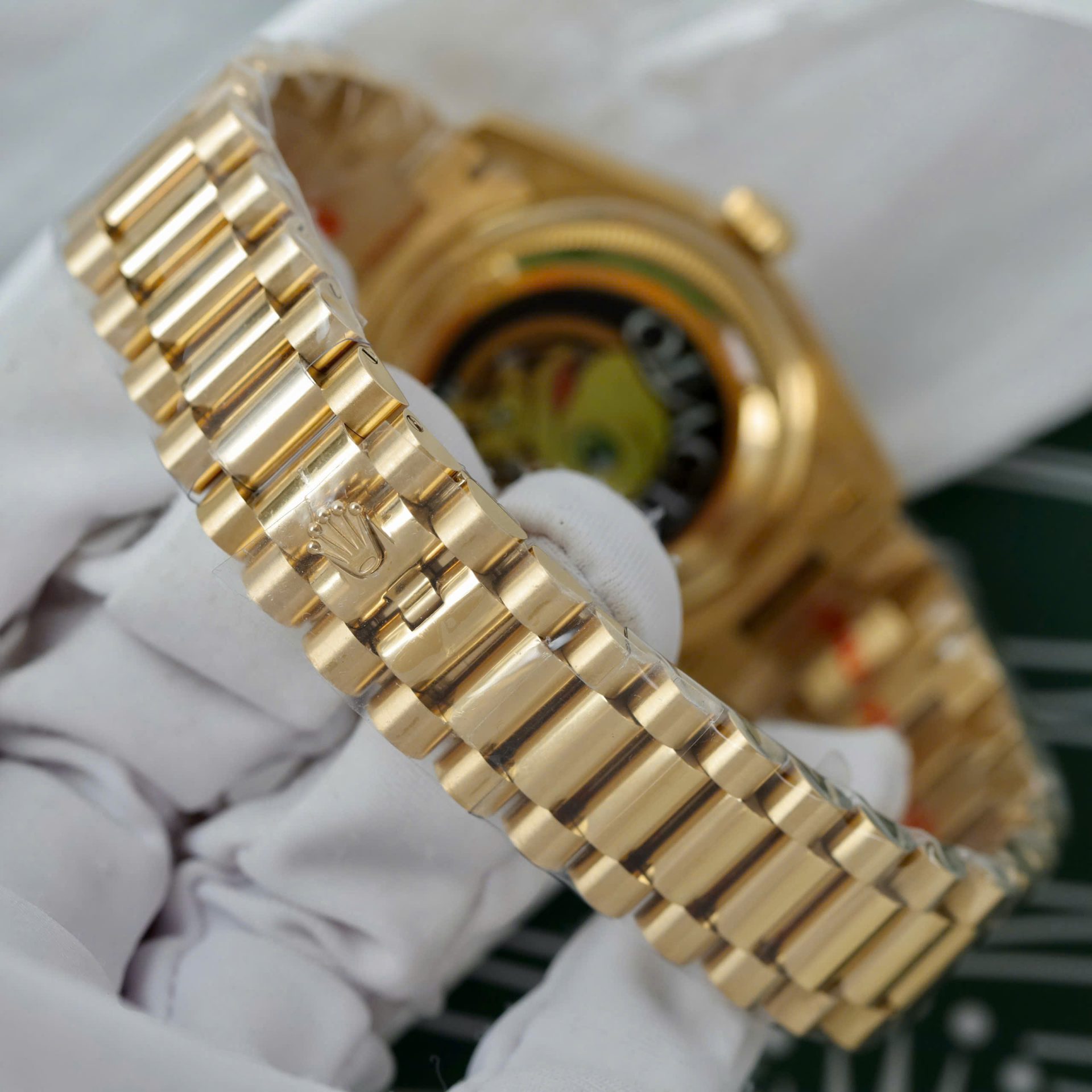 Rolex Day-Date 128238 YG Plated Champagne Dial CZ Diamonds 36mm Super Clone
