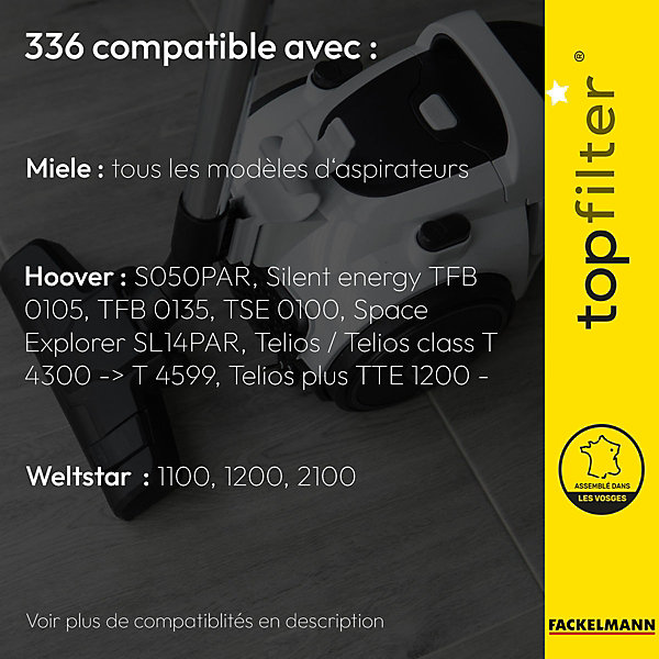 Lot de 4 sacs aspirateur Miele et Hoover TopFilter Premium