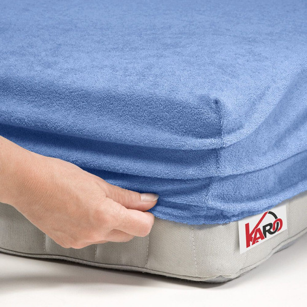 Prześcieradło frotte z gumką 200x200 niebieskie 038 KARO