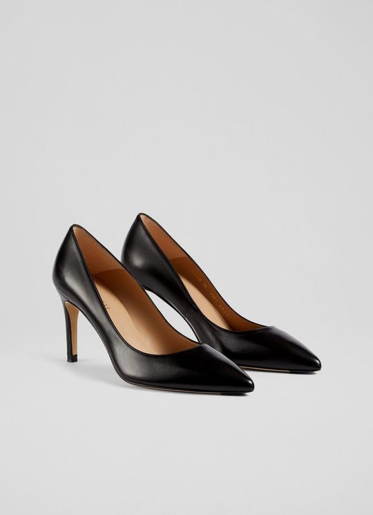 Classic Floret Black Nappa Leather Pointed Toe Courts