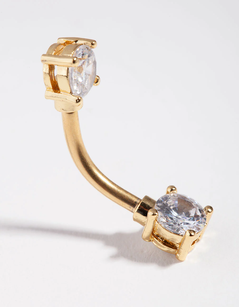 Titanium Gold Double Cubic Zirconia Square Belly Ring