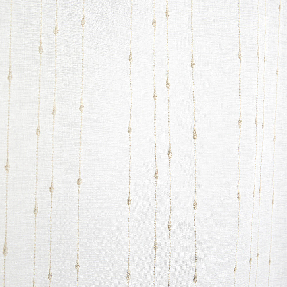 Vitrage droit passe tringle x2 blanc broderie fil beige 60x120cm