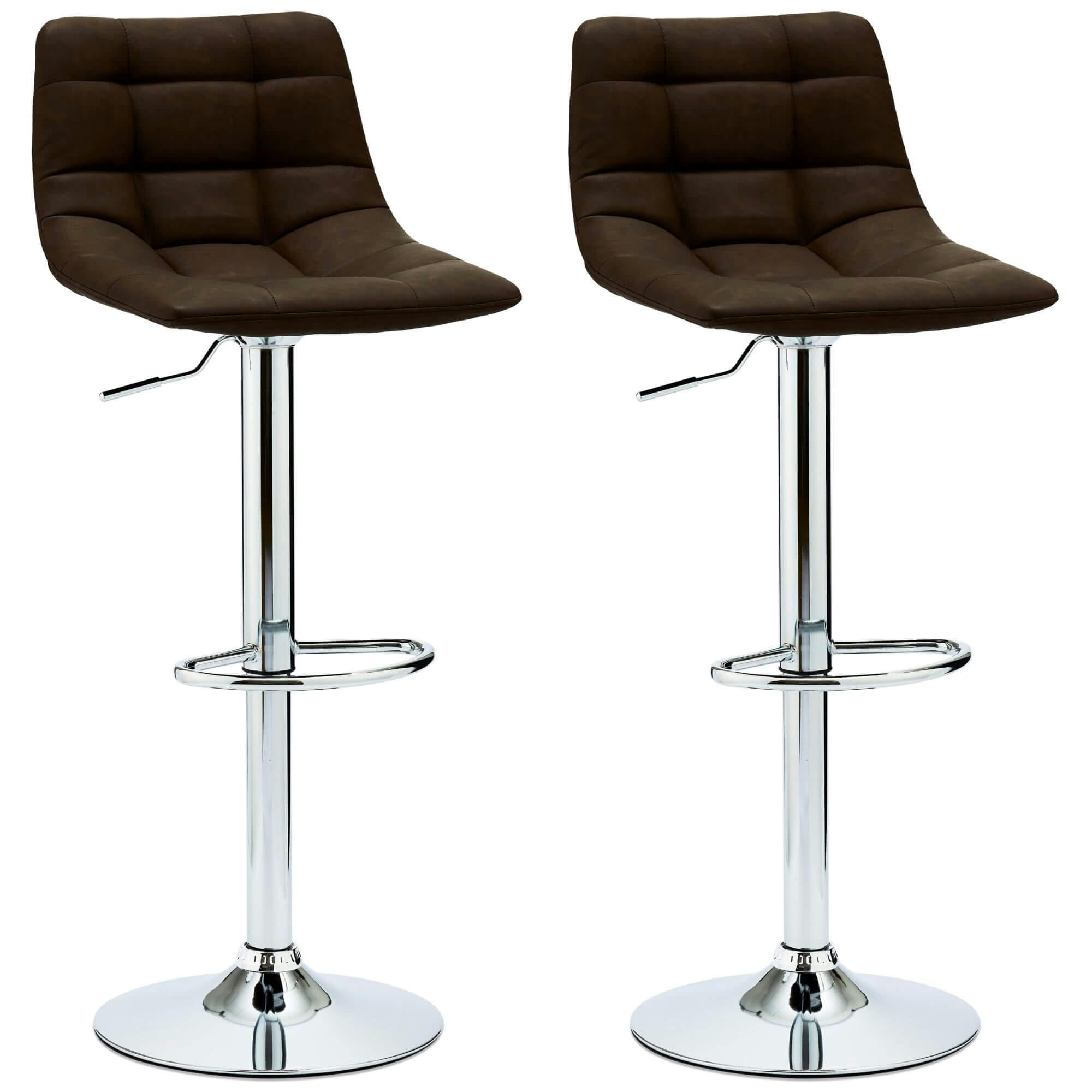 MARIO - Lot de 2 chaise de bar en simili marron foncé H72