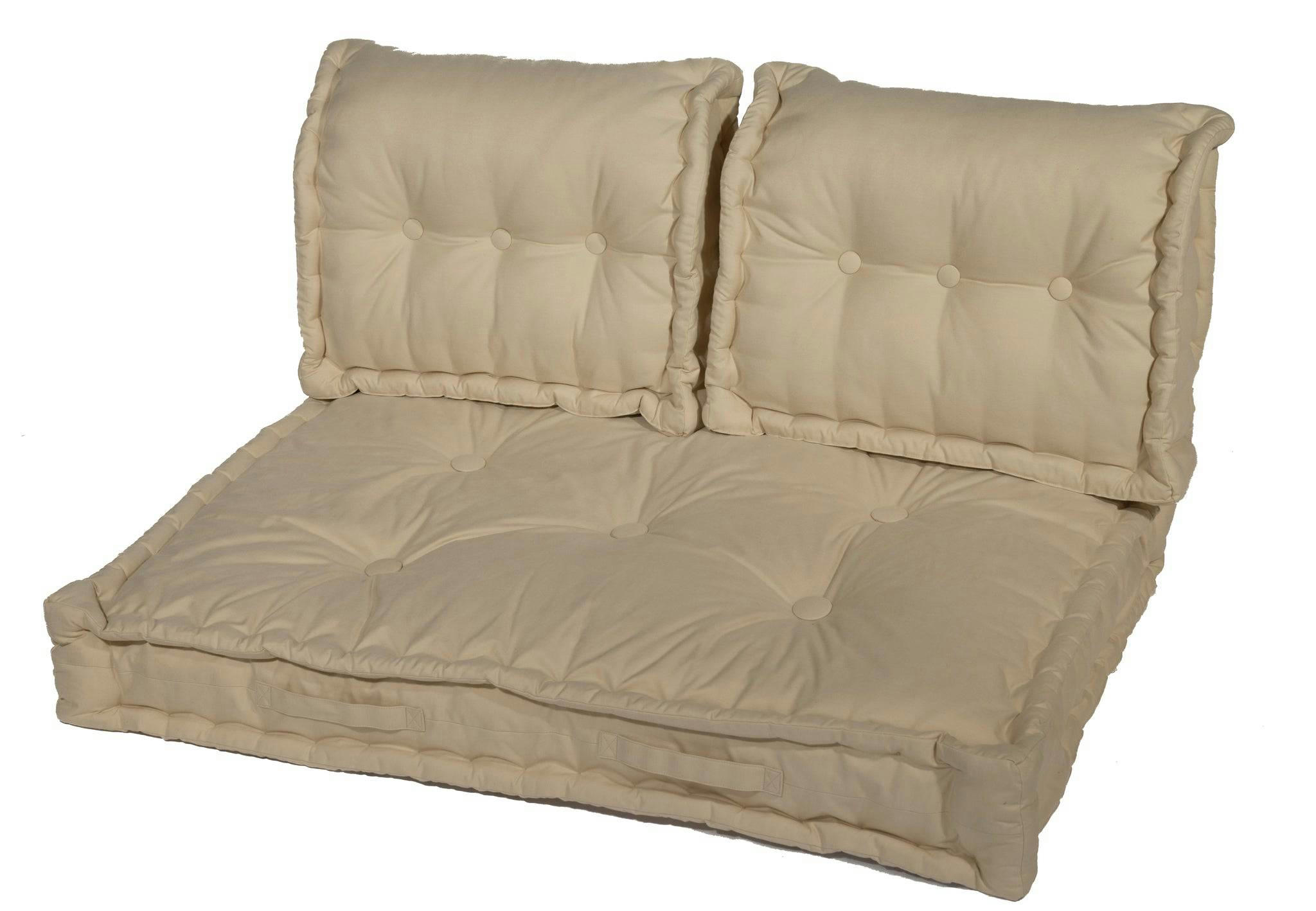 - Coussins pour palette capitonné en polyester 120x80x20cm beige