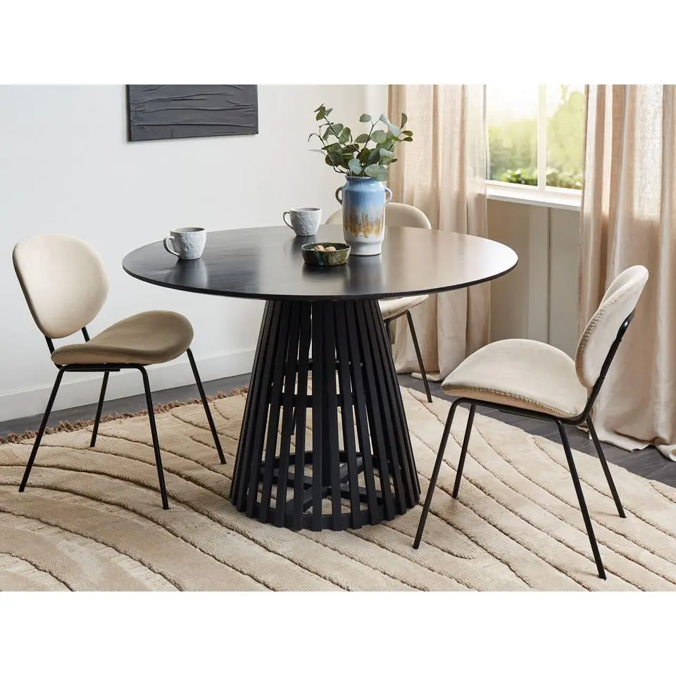MESILLA - Ronde eettafel - Zwart - 120 cm - Acaciahout