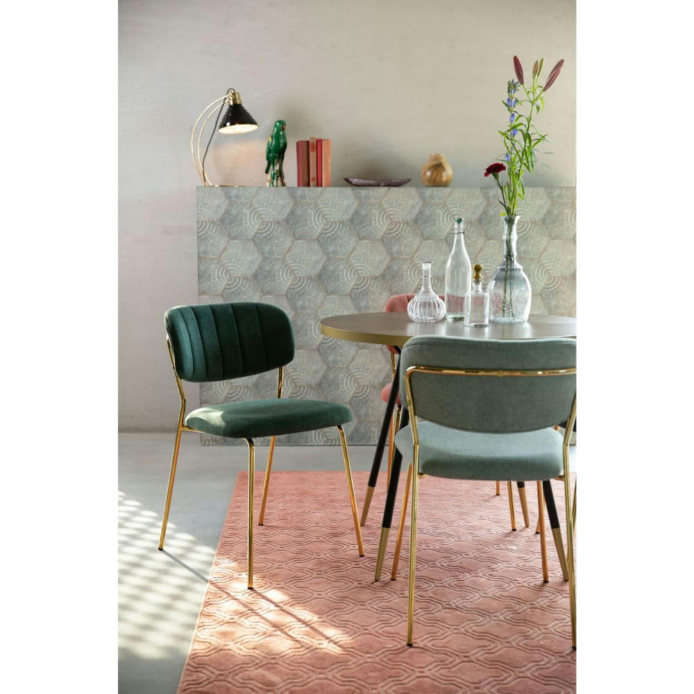 JOLIEN - Lot de 2 chaises pieds dorés vert