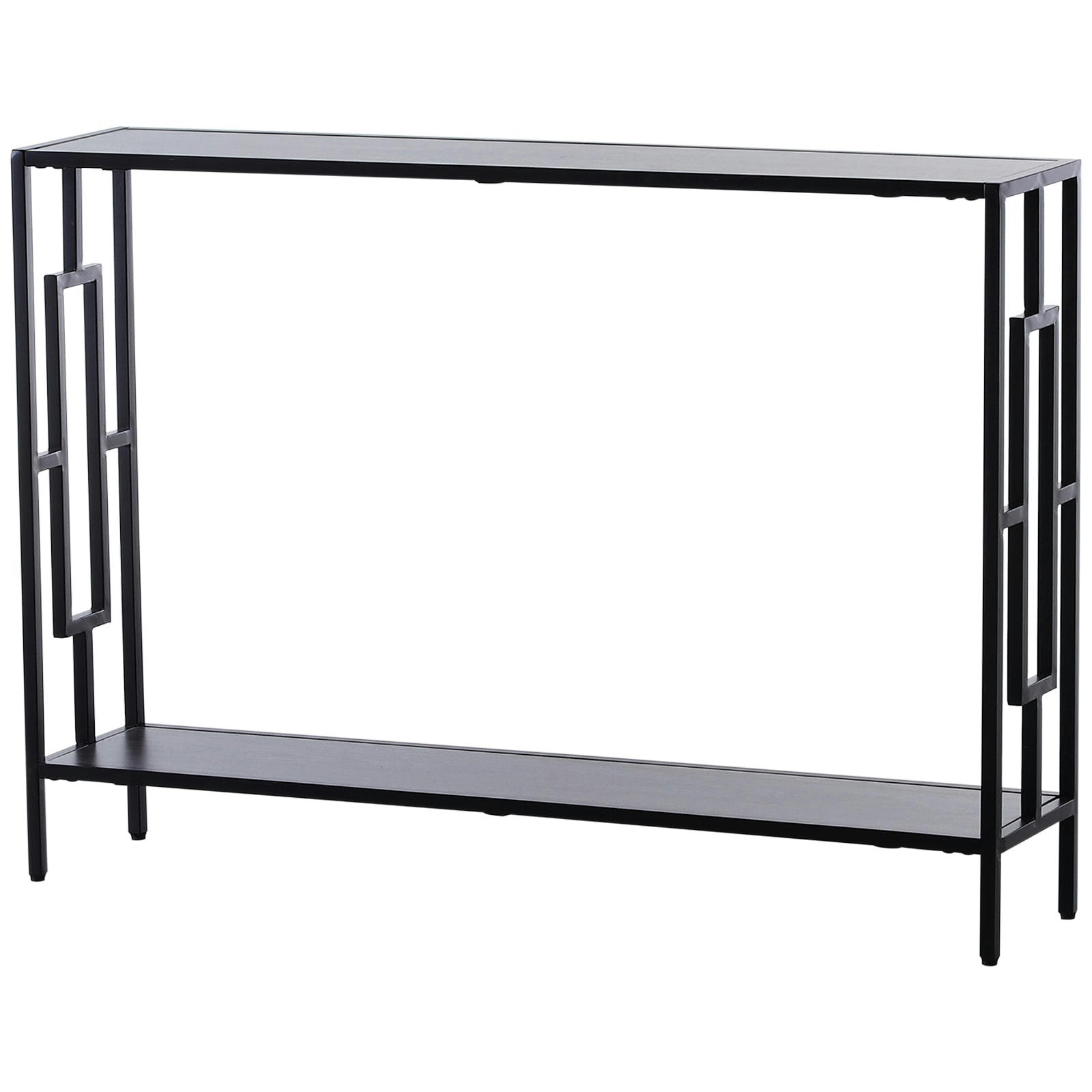 - Console style industriel étagère acier noir aspect bois gris