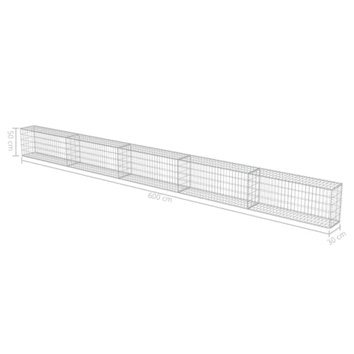 NNEVL Gabion Wall with Covers Galvanised Steel 600x30x50 cm