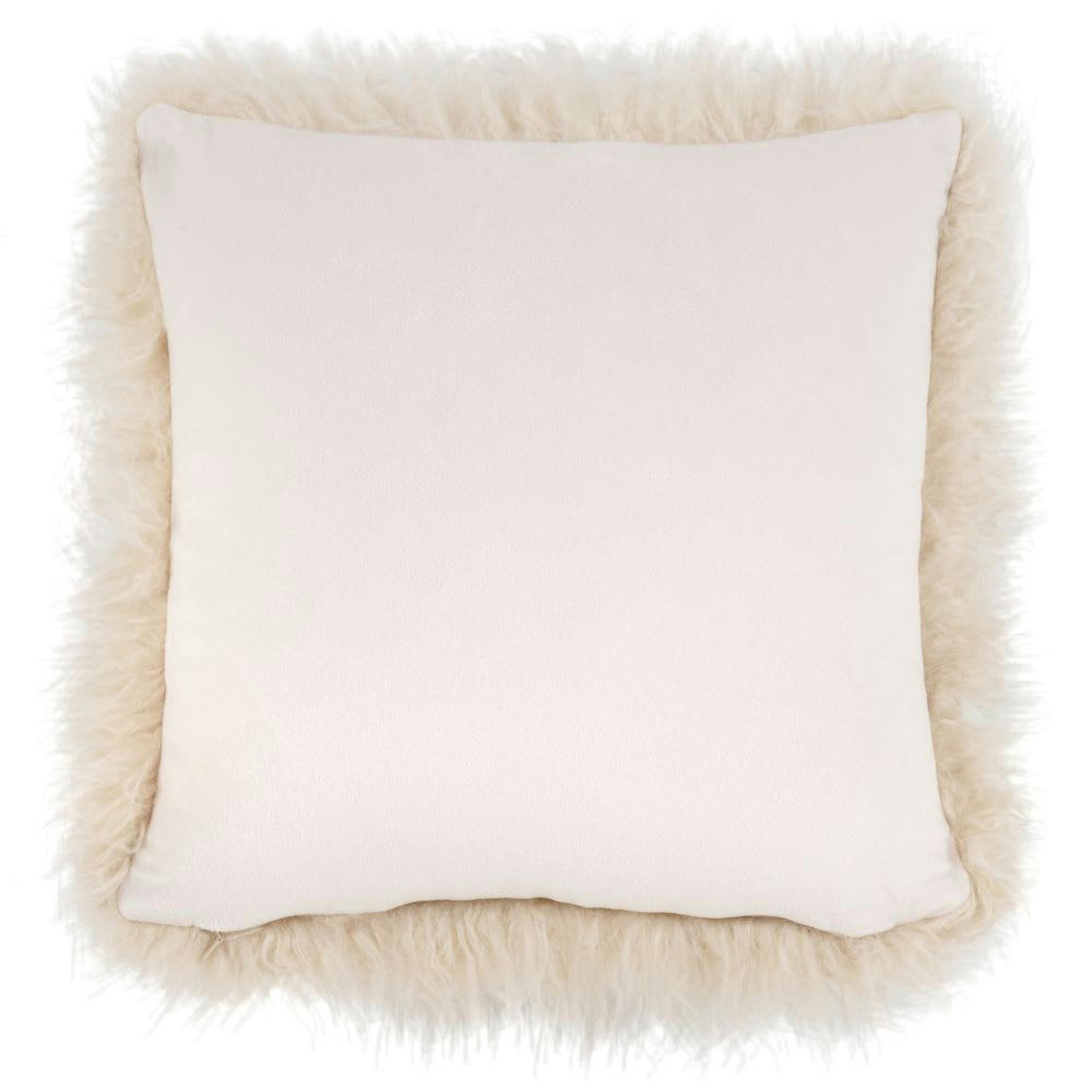 - Housse de coussin à poil fluffly écru 40x40