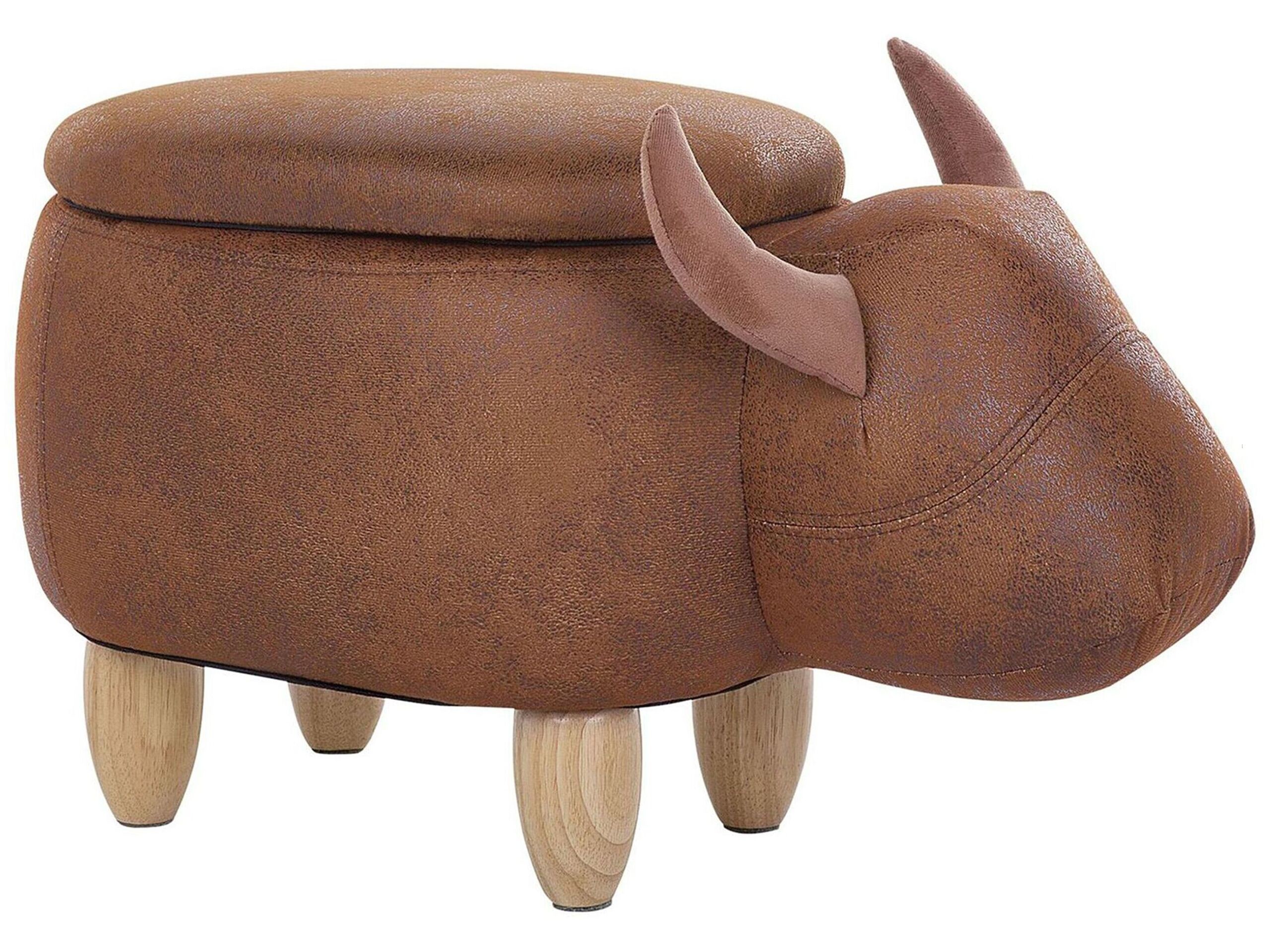 Pufa zwierzak ze schowkiem ekoskóra jasnobrązowa COW