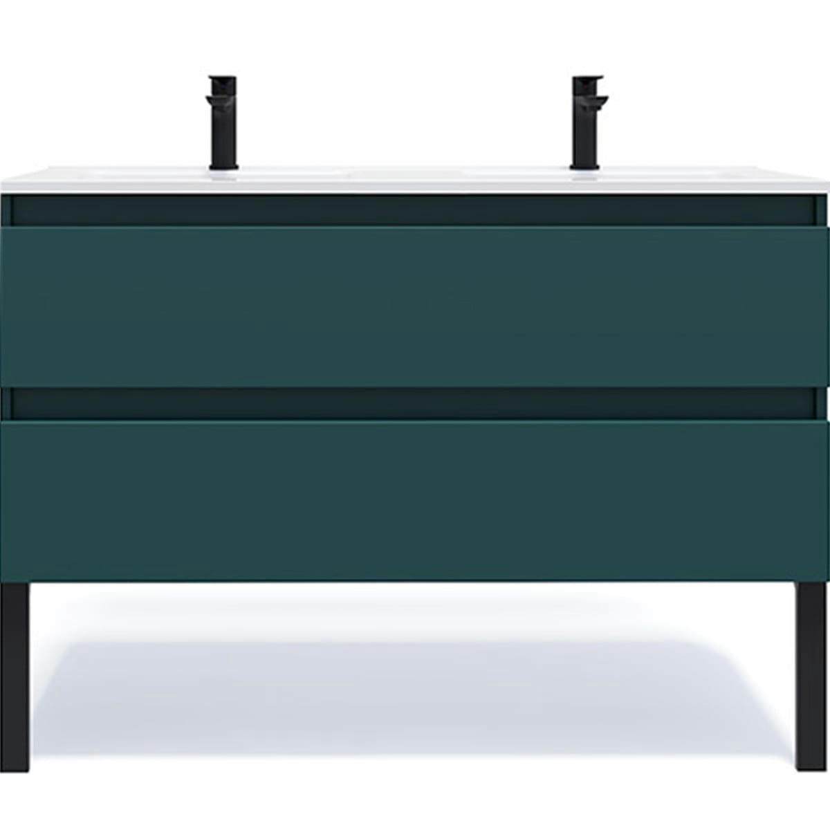 HUDSON - Meuble salle de bain double vasque 120cm 2 tiroirs Bleu