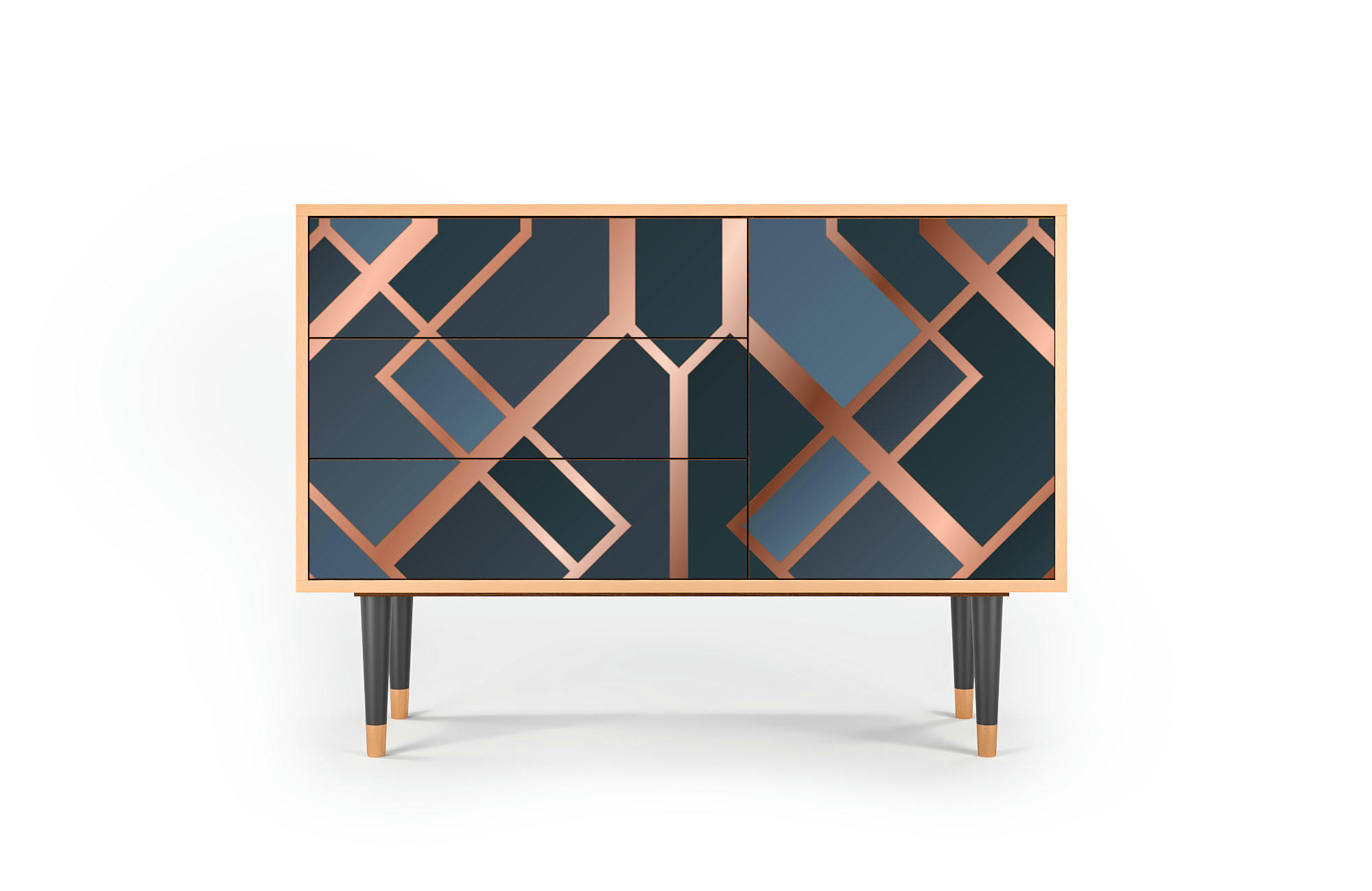 ASHY 1920' - Buffet  bleu-vert 3 tiroirs et 1 porte L 115 cm