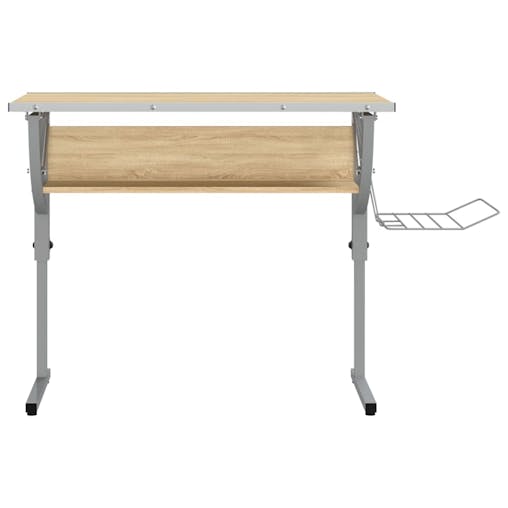 NNEVL Craft Desk Sonoma Oak and Grey 110x53x(58-87)cm Engineered Wood and Steel