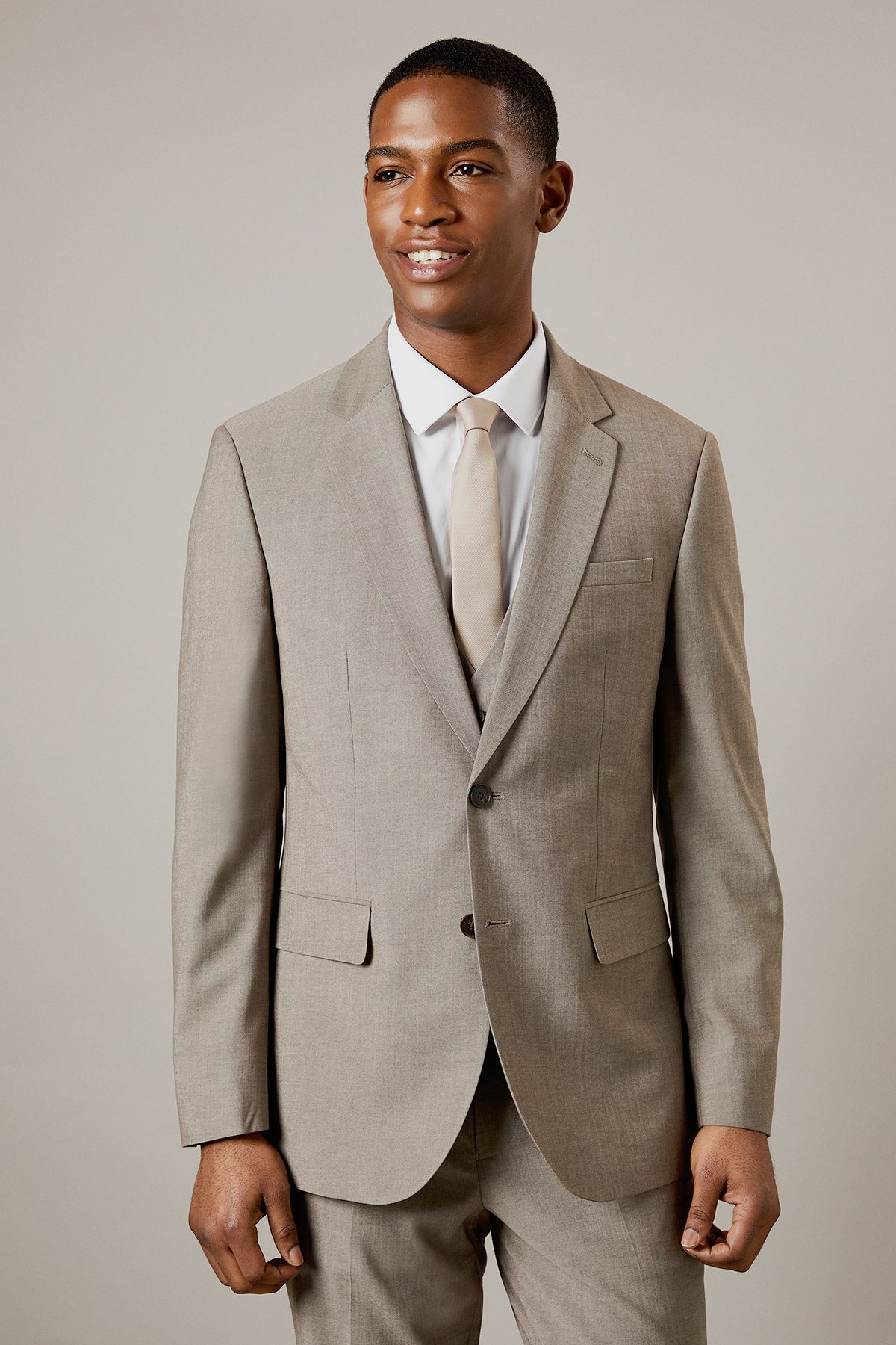 Burton Light Brown Tailored Fit Suit Jacket