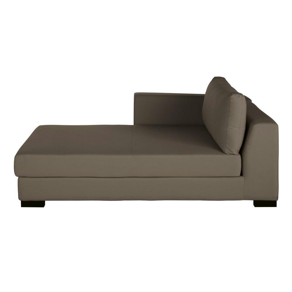 Terence - Méridienne-coffre gauche pour canapé modulable en toile taupe