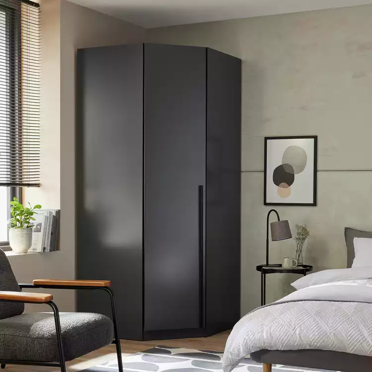 Habitat Munich Corner 1 Door Wardrobe - Anthracite