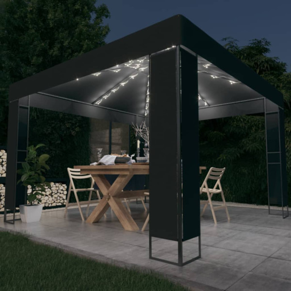 Altana Ogrodowa Antracytowa z Oświetleniem LED Zadaszenie Na Ogród 3x3 m