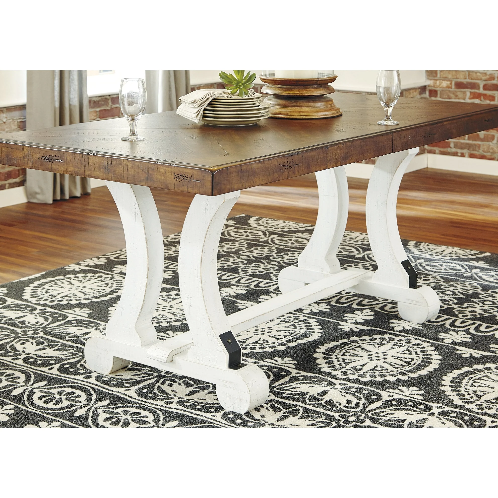 Signature Design by Ashley Valebeck Brown/White 9-Piece Dining Package