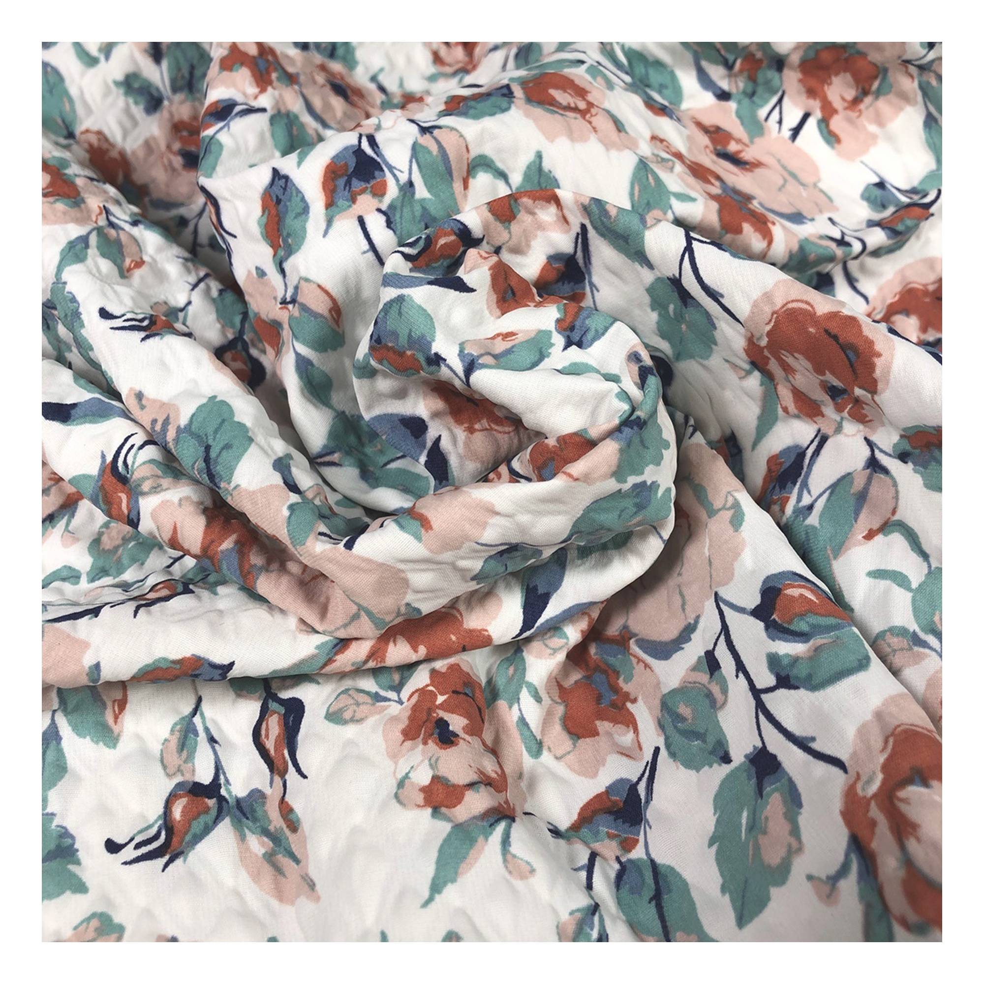 Cream Soft Pleat Floral Fabric by the Metre