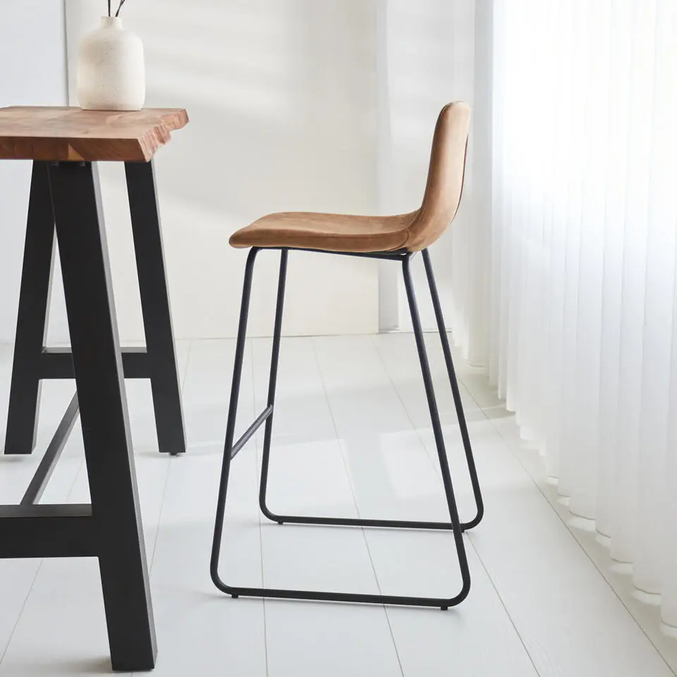 Industri?le barkruk Brentt cognac - Zithoogte 76 cm - Stof - Bruin