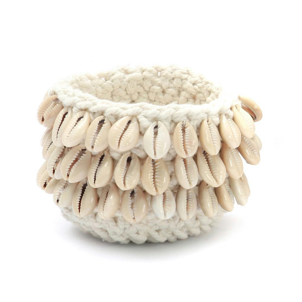 COWRIE MACRAMÉ - Bougeoir en coton et coquillage