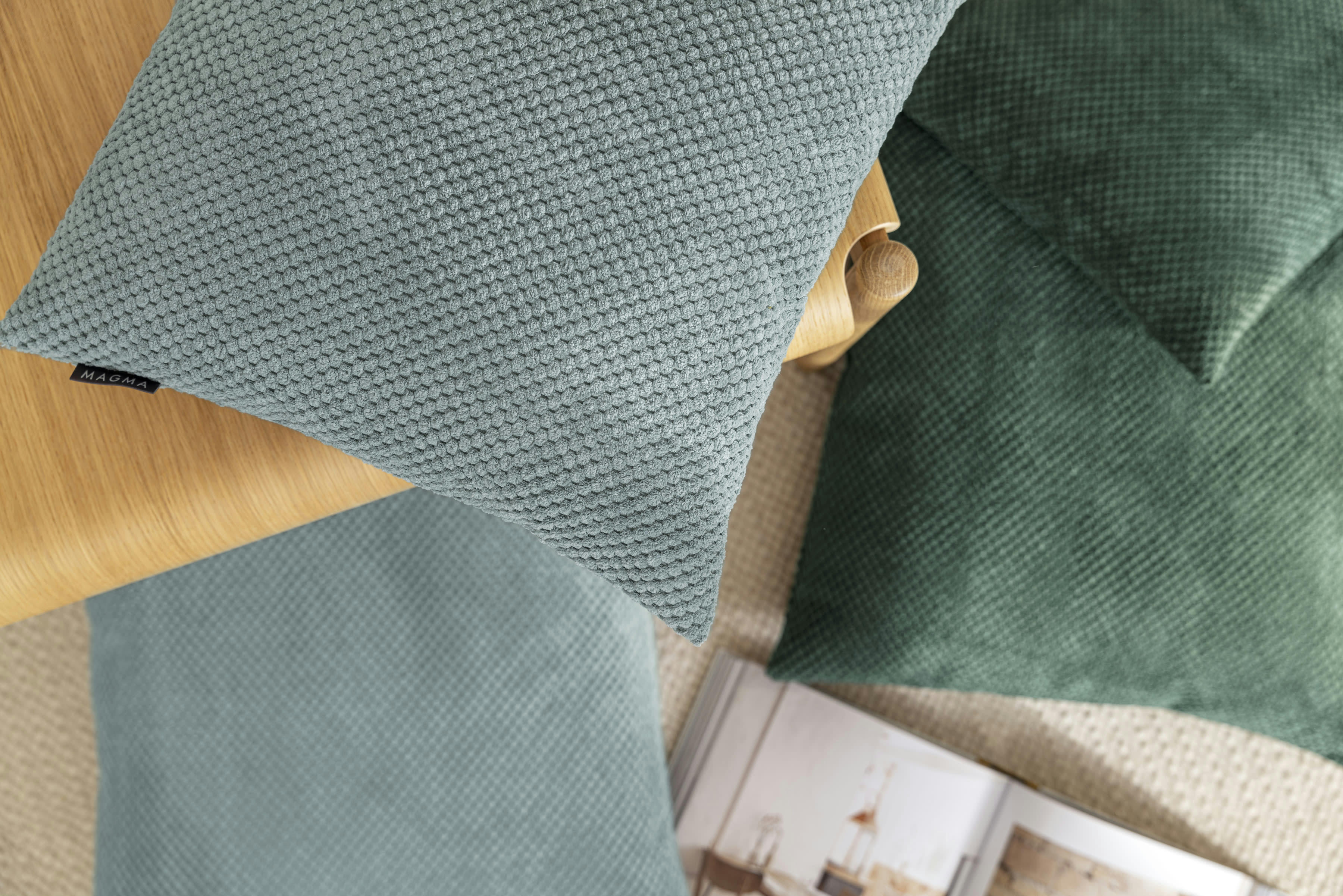 COMODO - Housses de coussin en velours avec relief gris-Lot de 2-50x50