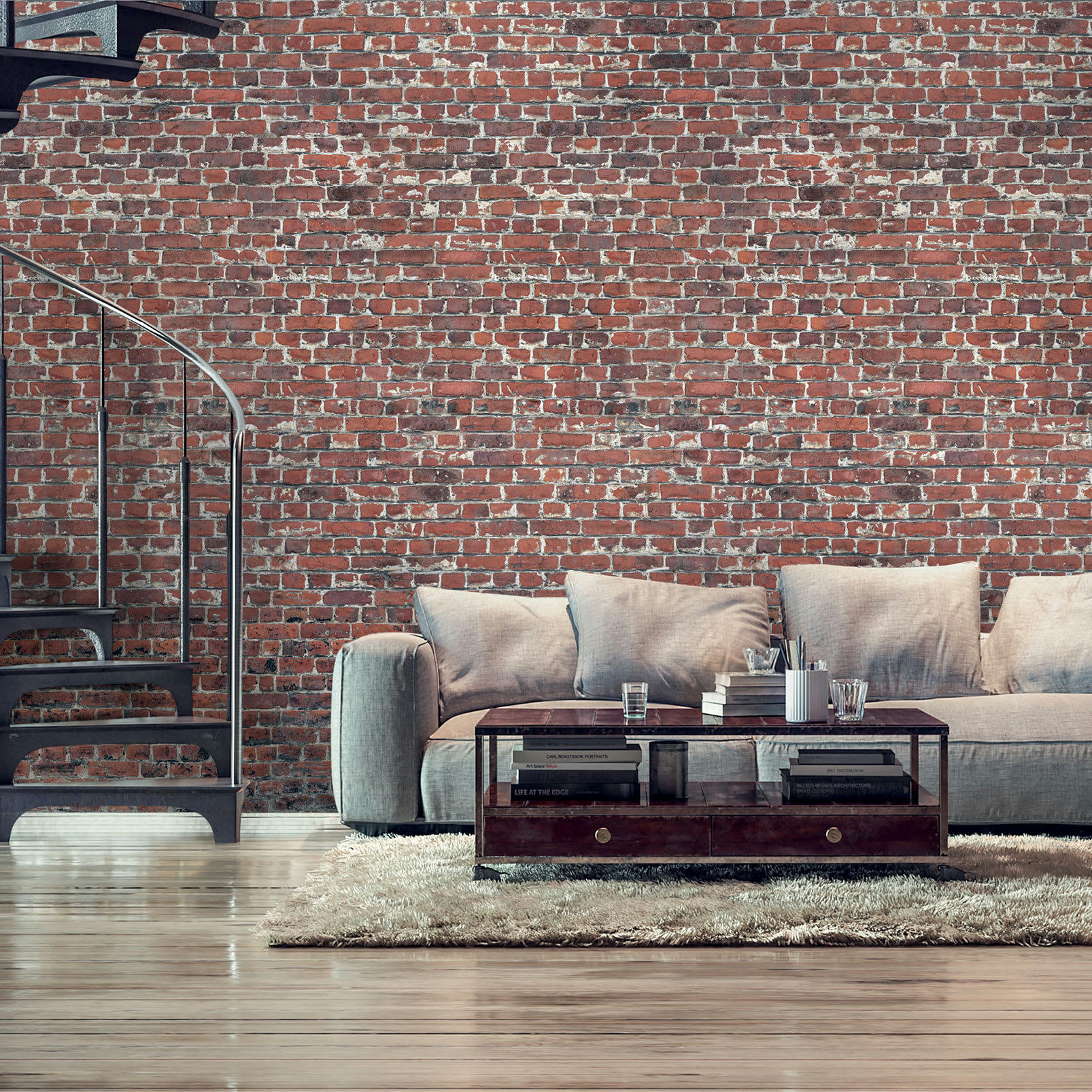 BRIQUES - Papier peint intissé mur de briques 159x280cm
