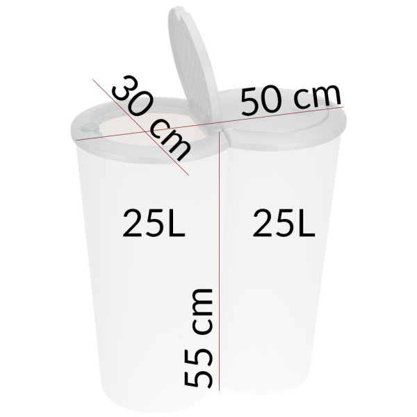 Podwójny kosz na śmieci - 2 x 25 l