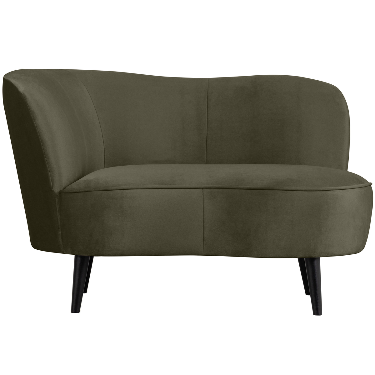 WOOOD loungefauteuil links Sara - Velvet - Warm groen - 71x112x81