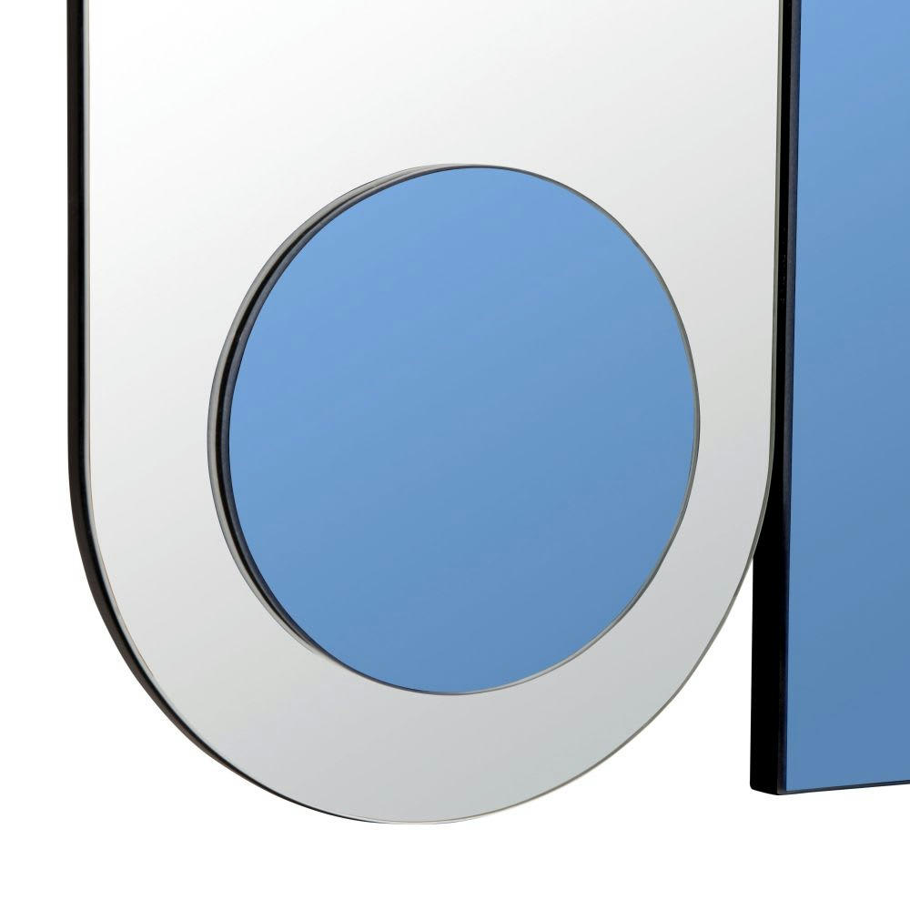 THEMIS - Déco murale en verre bleu et miroir 61x71