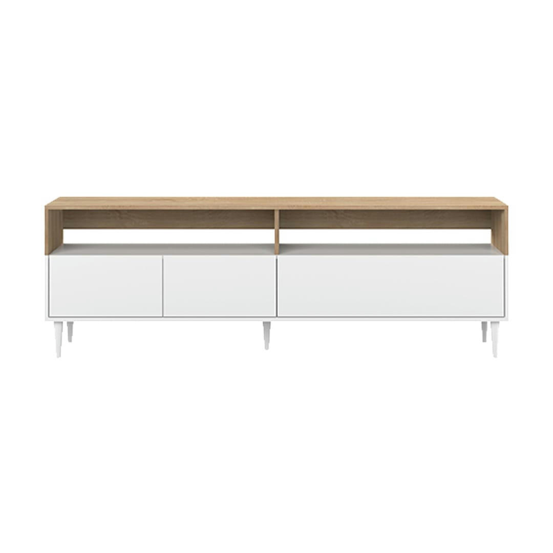 HORIZON - Meuble TV effet bois blanc et chêne naturel