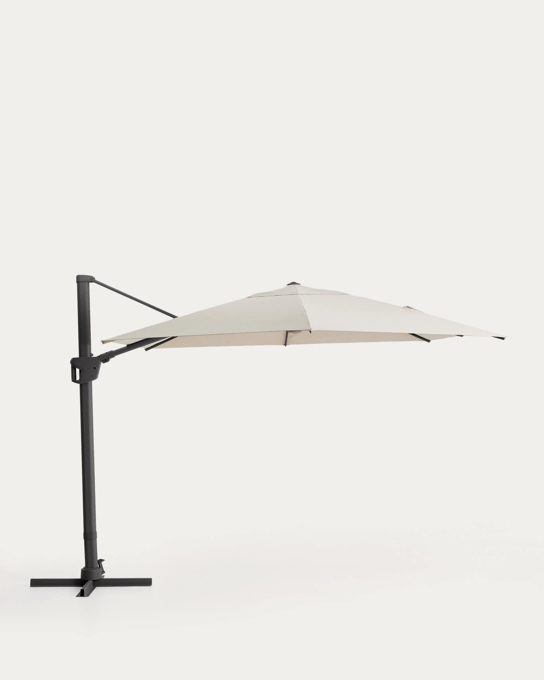 Noli beige cantilever parasol with graphite aluminium structure 300 x 420cm