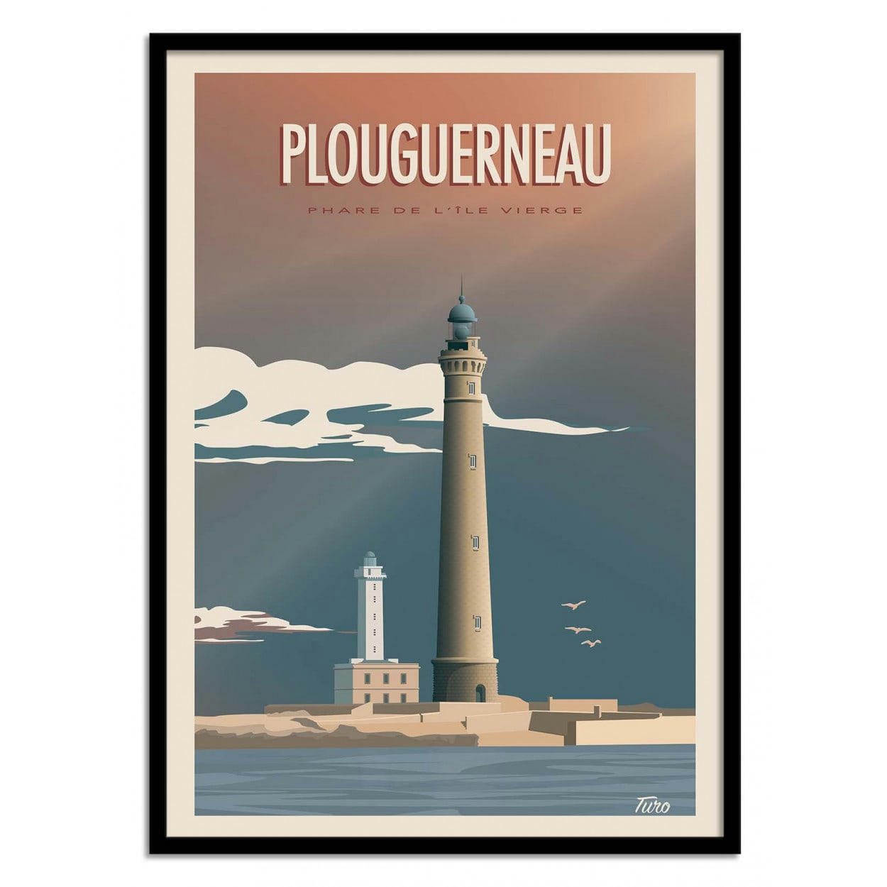 TUROMEMORIESSTUDIO - PLOUGUERNEAU - TURO - Affiche d'art avec Cadre bois noir - 30 x 40 cm