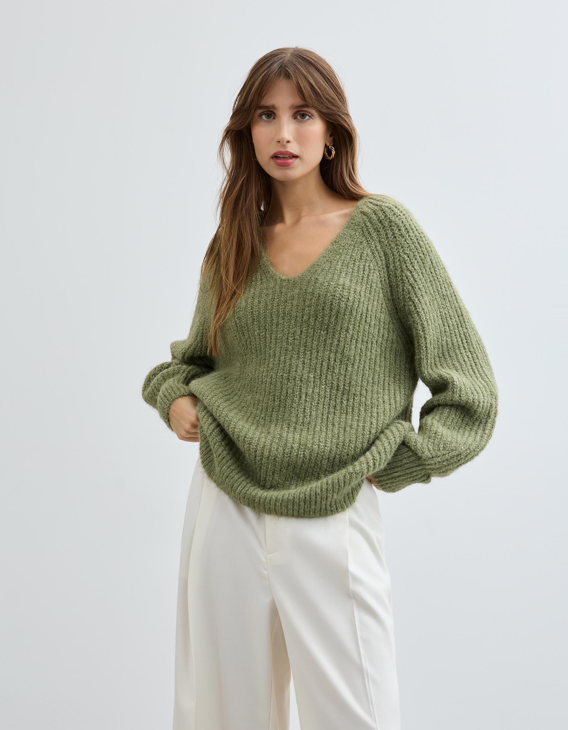 Camisola com Lã, Mulher, Verde