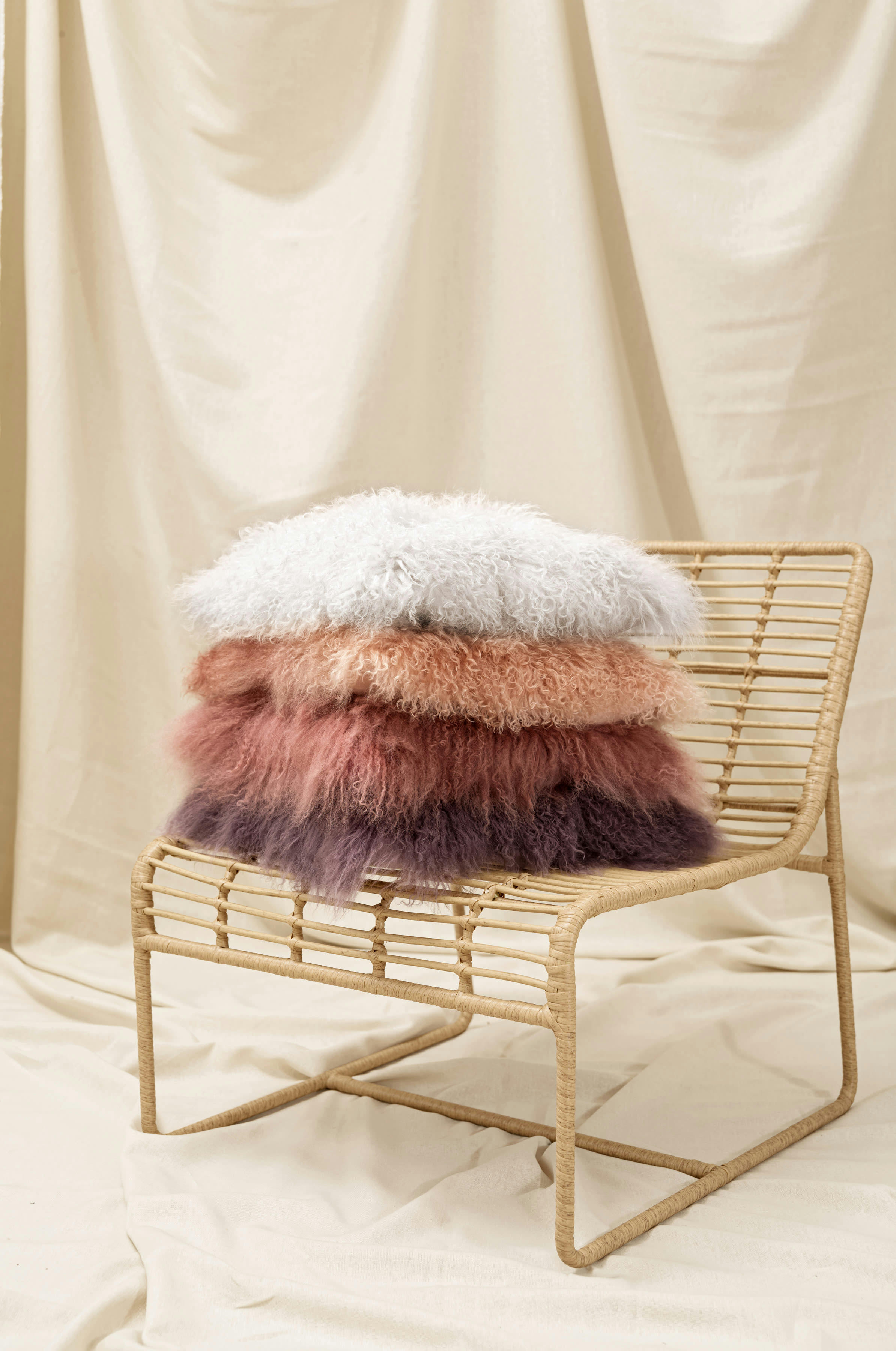 PAMINA - Housses de coussin en laine du tibet blanc 40x40