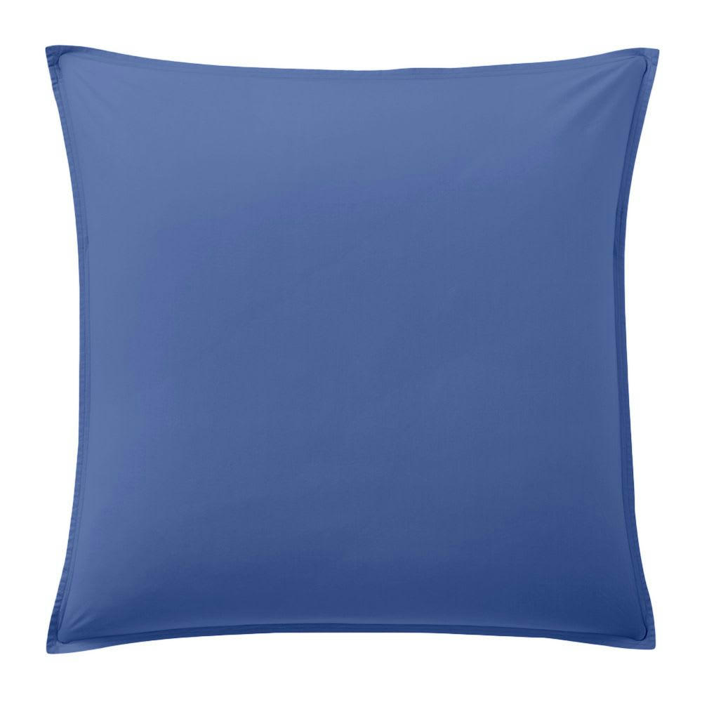 - Taie d'oreiller percale de coton lavé bleu lagon 65x65 cm
