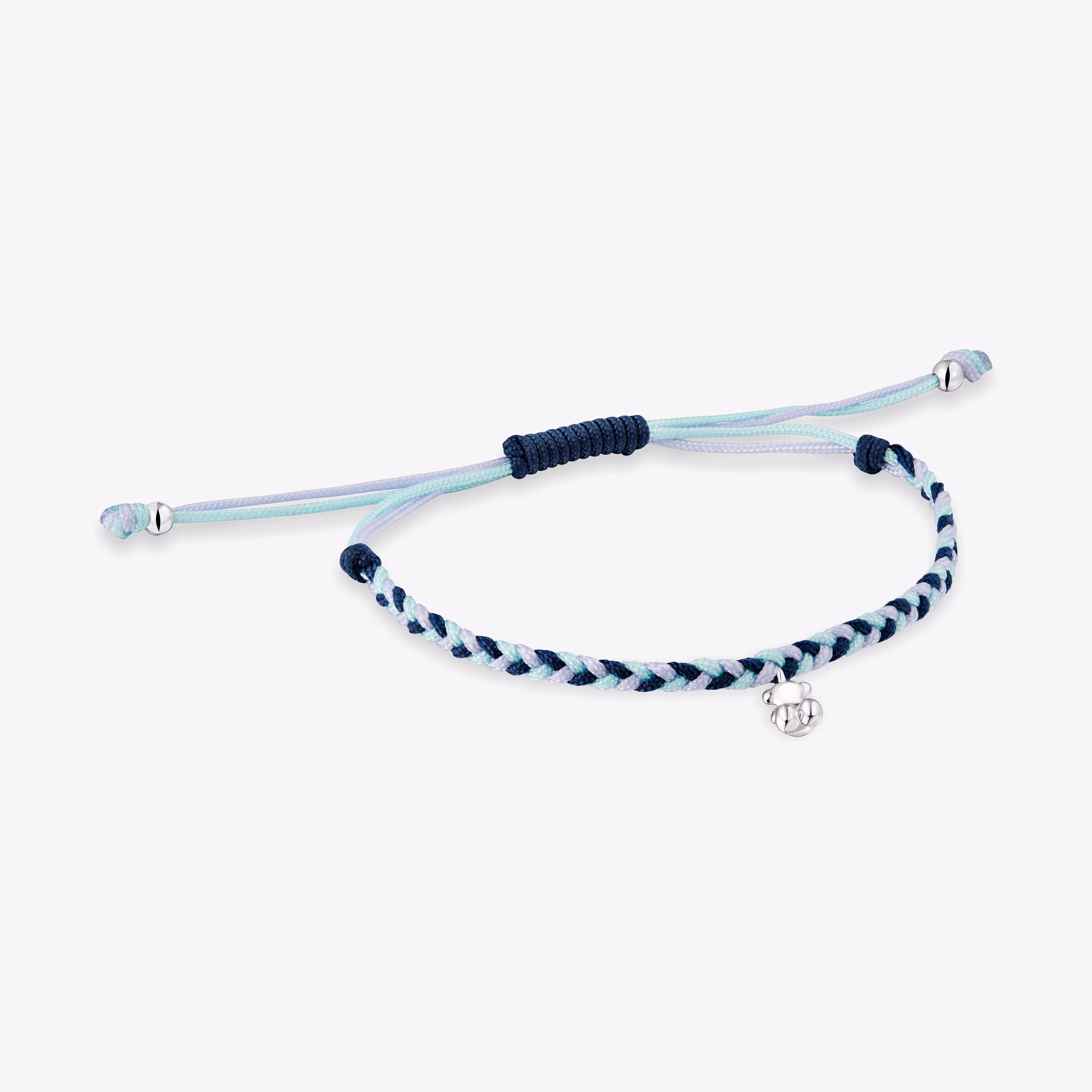 Pulsera oso de plata y nylon azul TOUS Motivos