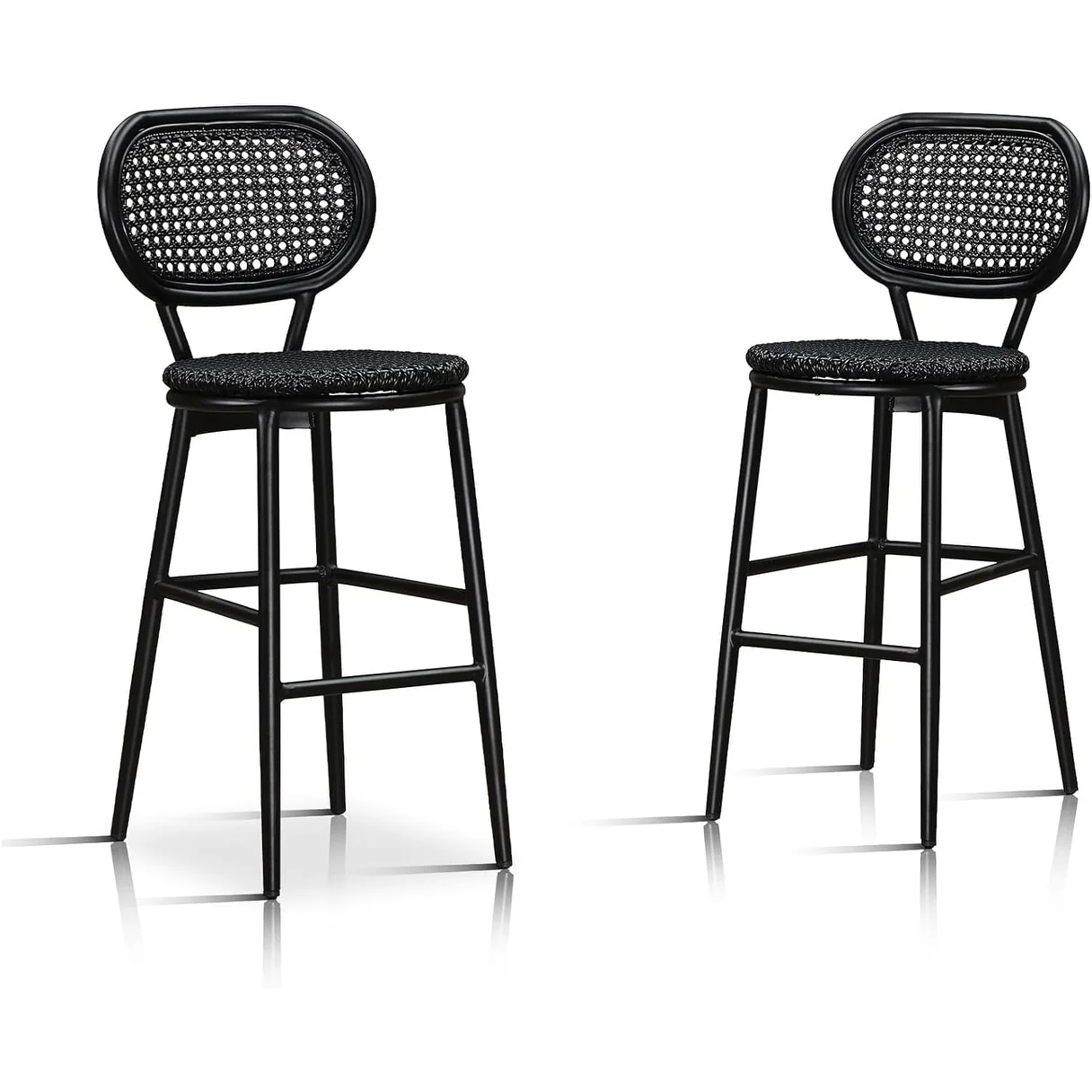 PURPLE LEAF Counter Height Bar Stools Set of 2 Patio Rattan Barstools Modern Aluminum Stools