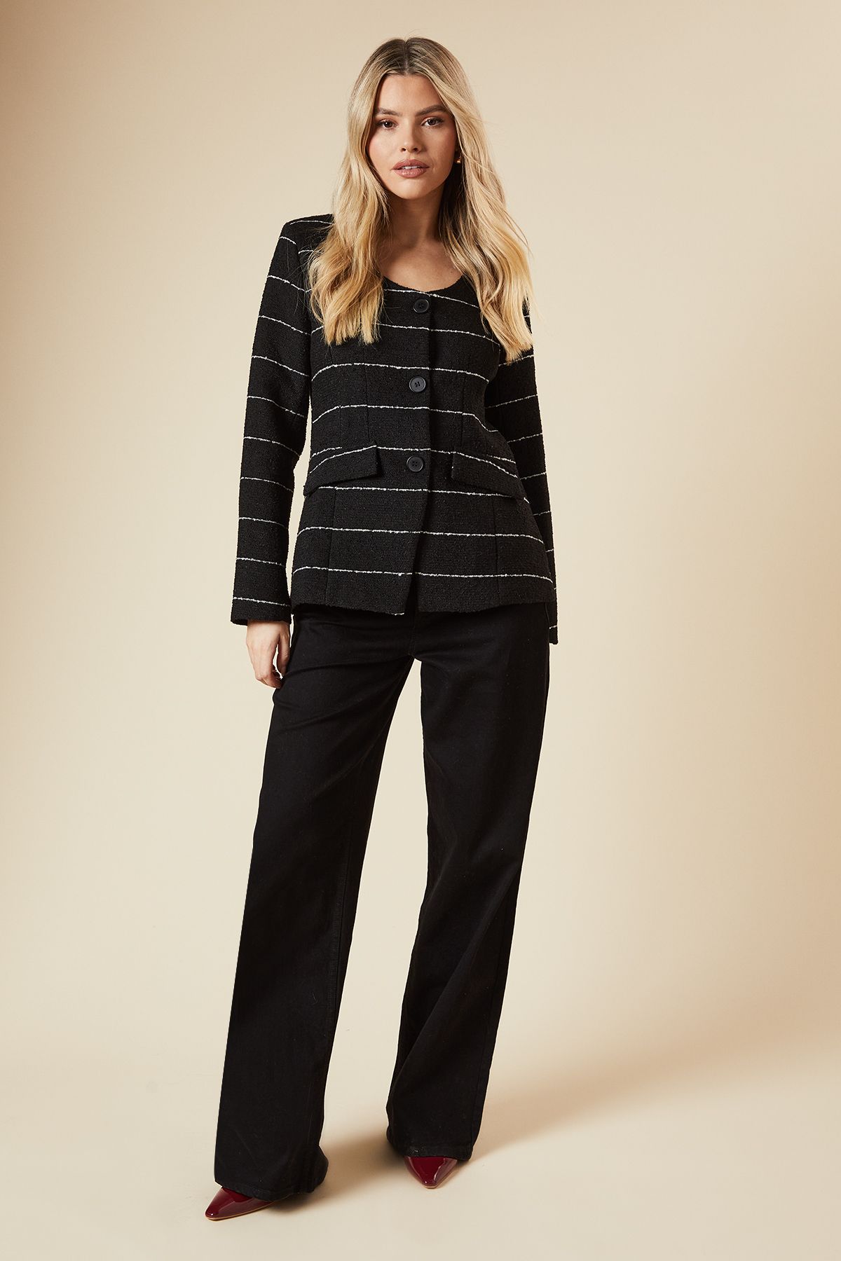 Dorothy Perkins Scoop Neck Single Breasted Blazer