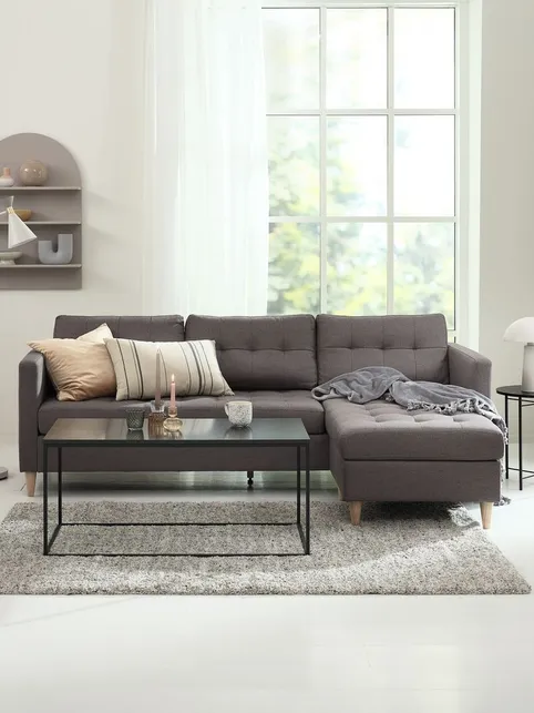 Sofa FALSLEV chaiselong gråt stof